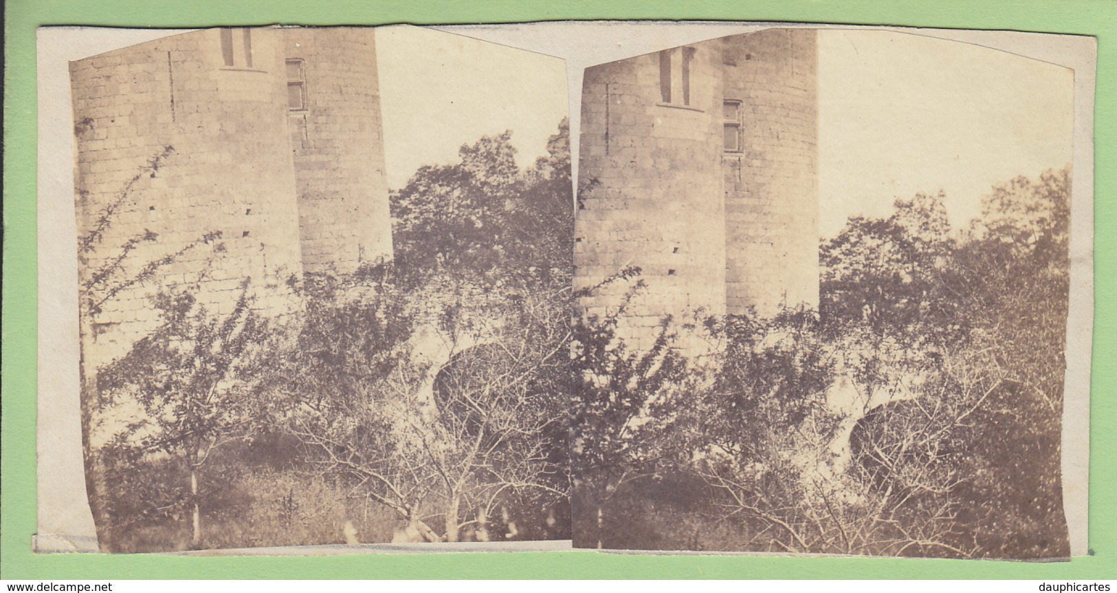 NOGENT LE ROTROU Vers 1860 - 1870 : Ruines Du Château, Le Pont. Photo Stéréoscopique. 2 Scans. - Photos Stéréoscopiques