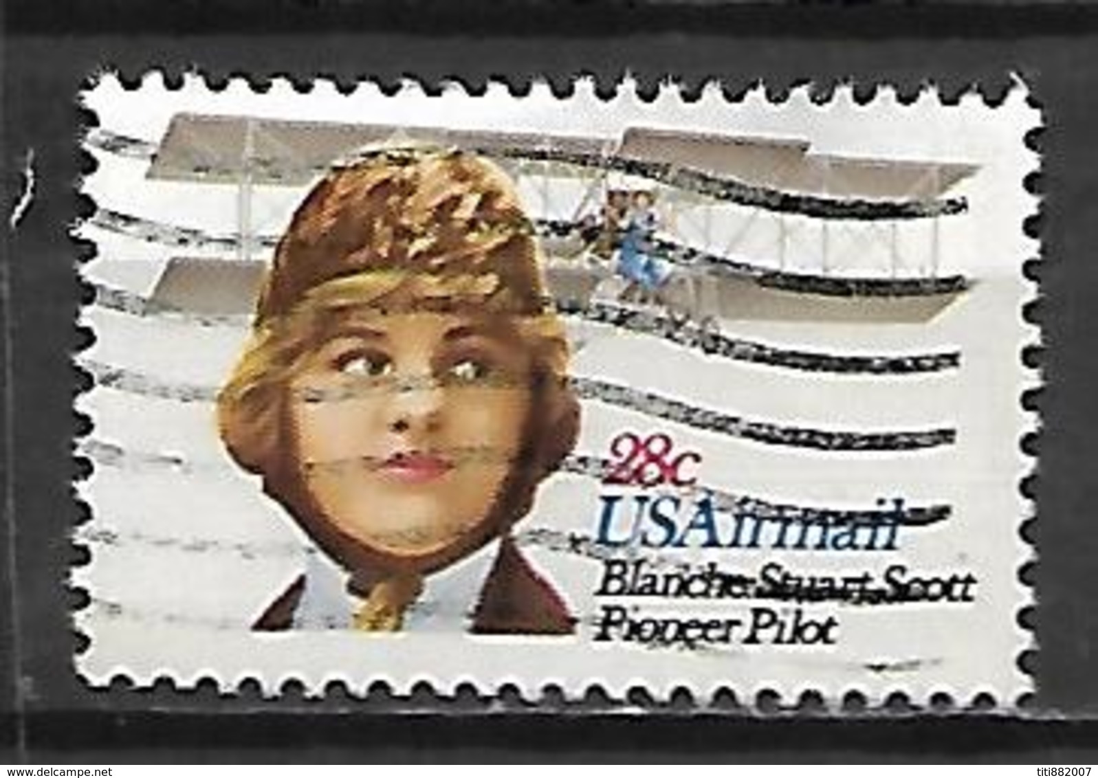 ETATS-UNIS     -   AVION    -    Oblitéré.    Blanche Stuart Scott - Avions