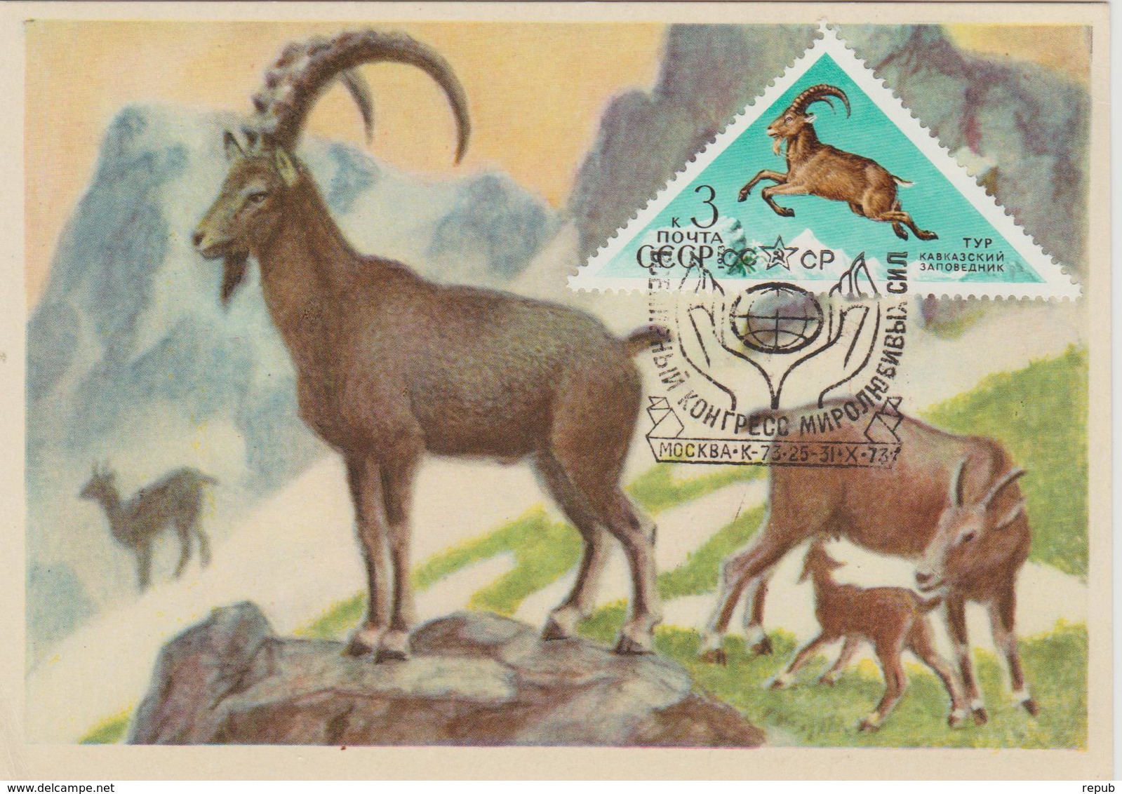 URSS Carte Maximum 1973 Animaux 3946 - Cartes Maximum