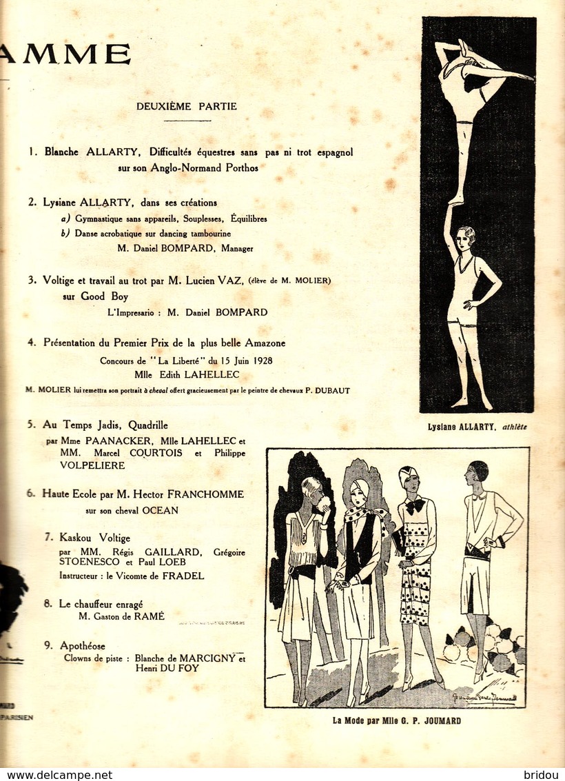 Programme Illustré De 1928   CIRQUE MOLIER   Illustré Par Pierre DUBAUT    8 Pages    31 X 24 Cm - Programma's