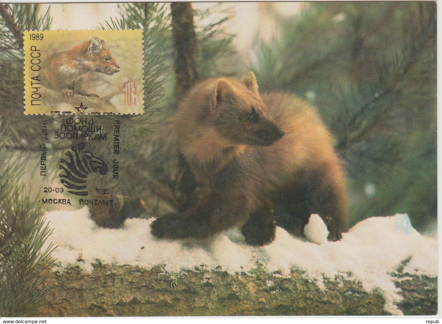 URSS Carte Maximum 1989 Animaux Marthe 5614 - Cartes Maximum