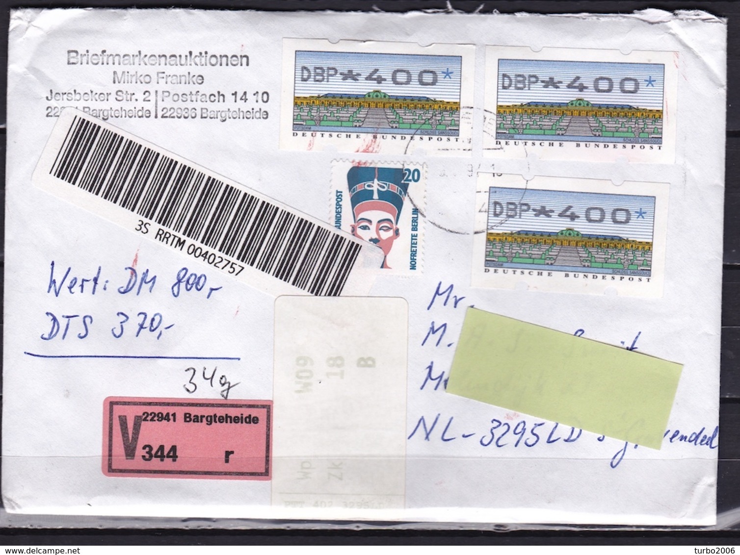 Deutschland 1997 Lakierte Wertbrief Nach Holland Valeur V344 Bilder Anschauen Bitte - Briefe U. Dokumente