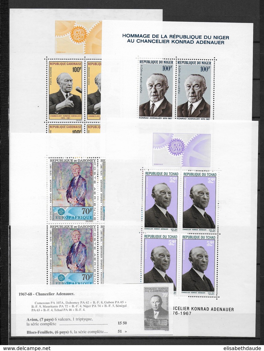 SERIE EXPRESSION FRANCAISE - 1968 - SERIE COMPLETE BLOCS ADENAUER ** MNH - 6 VALEURS - COTE MAURY = 51 EUR. - Unclassified