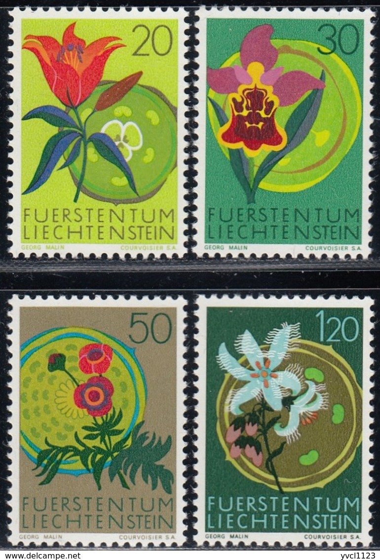 LIECHTENSTEIN - Scott #446@469 Native Flowers / Colmplete Set Of 3 Mint NH Stamps (K0036) - Collections