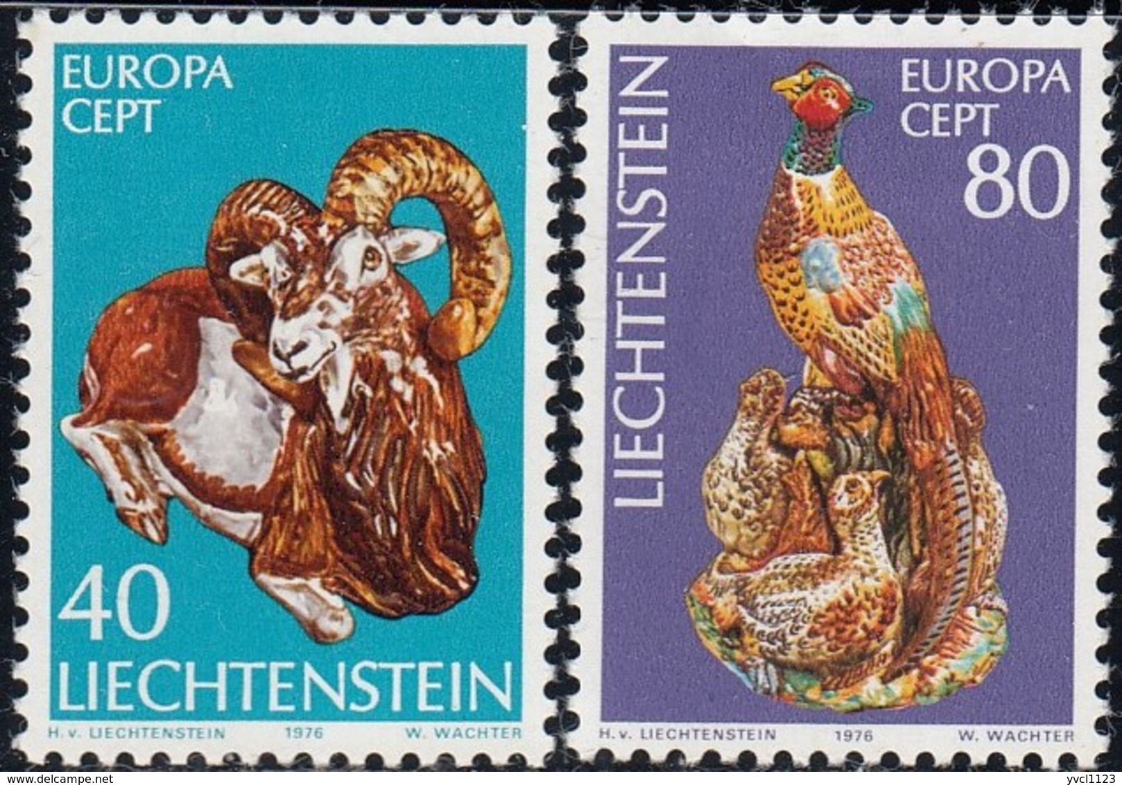 LIECHTENSTEIN - Scott #587-588 Europa '76 / Colmplete Set Of 2 Mint H Stamps (K0018) - Collections