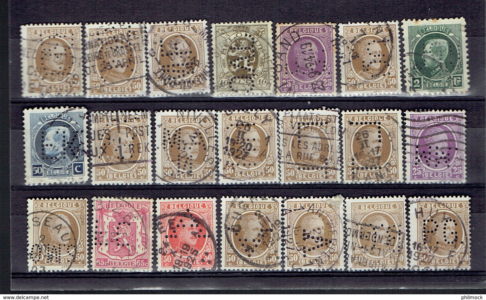 Lot 4 Perfins - Perforés - Perforiert - Belgique Toutes époques - Non Classés