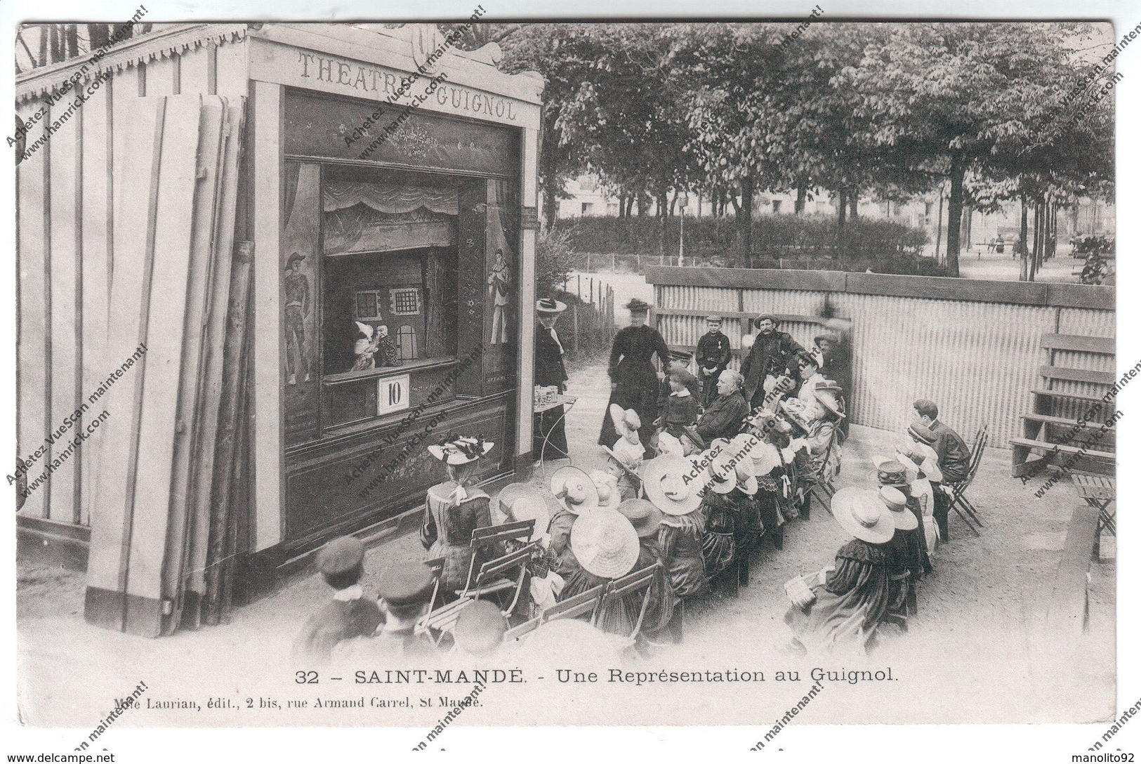 Lot 2 Cpa Animée SAINT MANDE (94) : Une Représentation Au Guignol (théâtre) Et La Voiture Aux Chèvres - Saint Mande