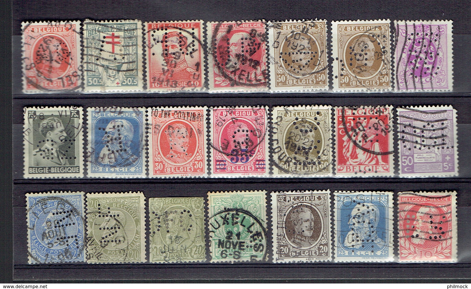 Lot 3 Perfins - Perforés - Perforiert - Belgique Toutes époques - Non Classés