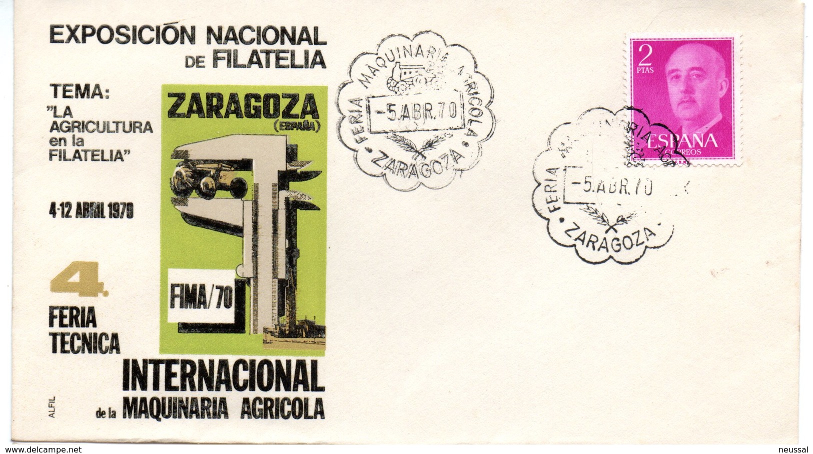 Carta Con Matasellos Commemorativo  Feria Maquinaria Agricola Zaragoza 1970 - Cartas & Documentos