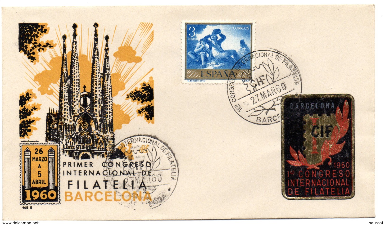 Carta Con Matasellos Commemorativo  Congreso Internacional De Filatelia Barcelona De 1960 - Cartas & Documentos