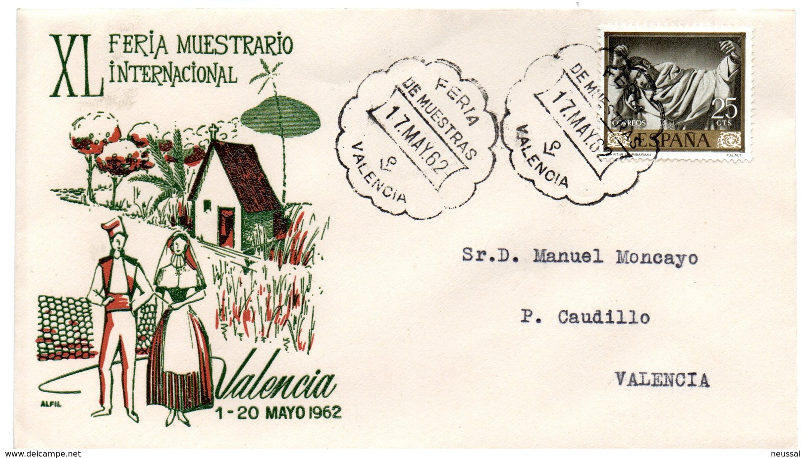 Carta Con Matasellos Commemorativo  Feria De Muestras Valencia De 1962 - Cartas & Documentos