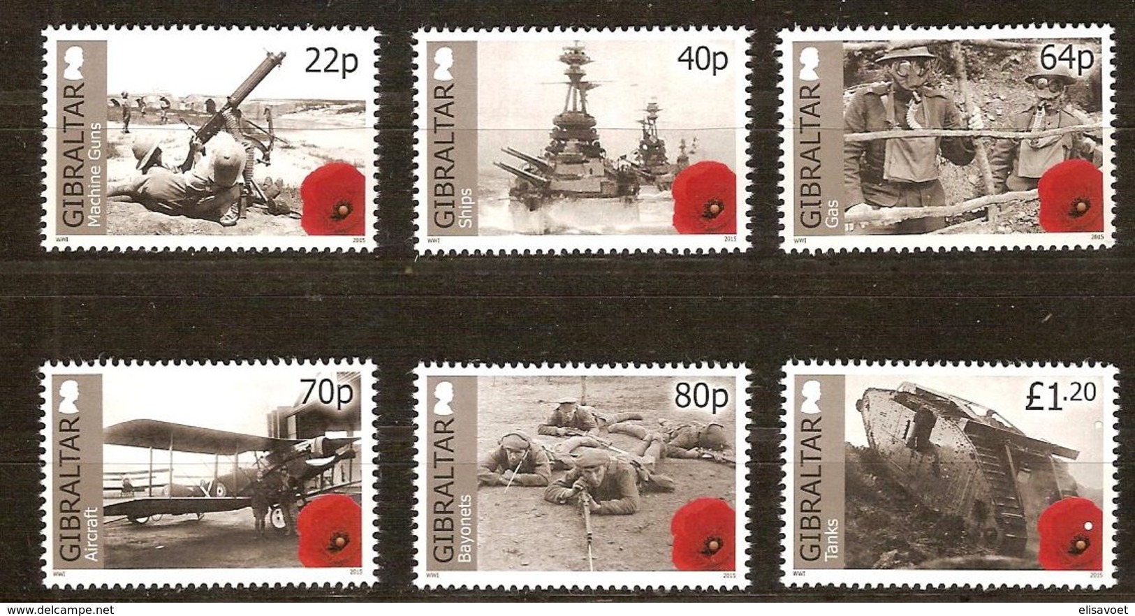 Gibraltar  2015 Micheln° 1669-1674 *** MNH  Centenary World War I - Gibraltar