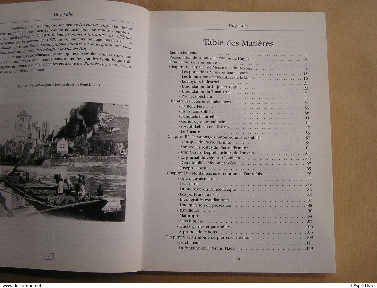 HUY JADIS René Dubois Régionalisme Histoire Vallée de la Meuse Inondations Guerre Peste Coutumes Château Fêtes Vie