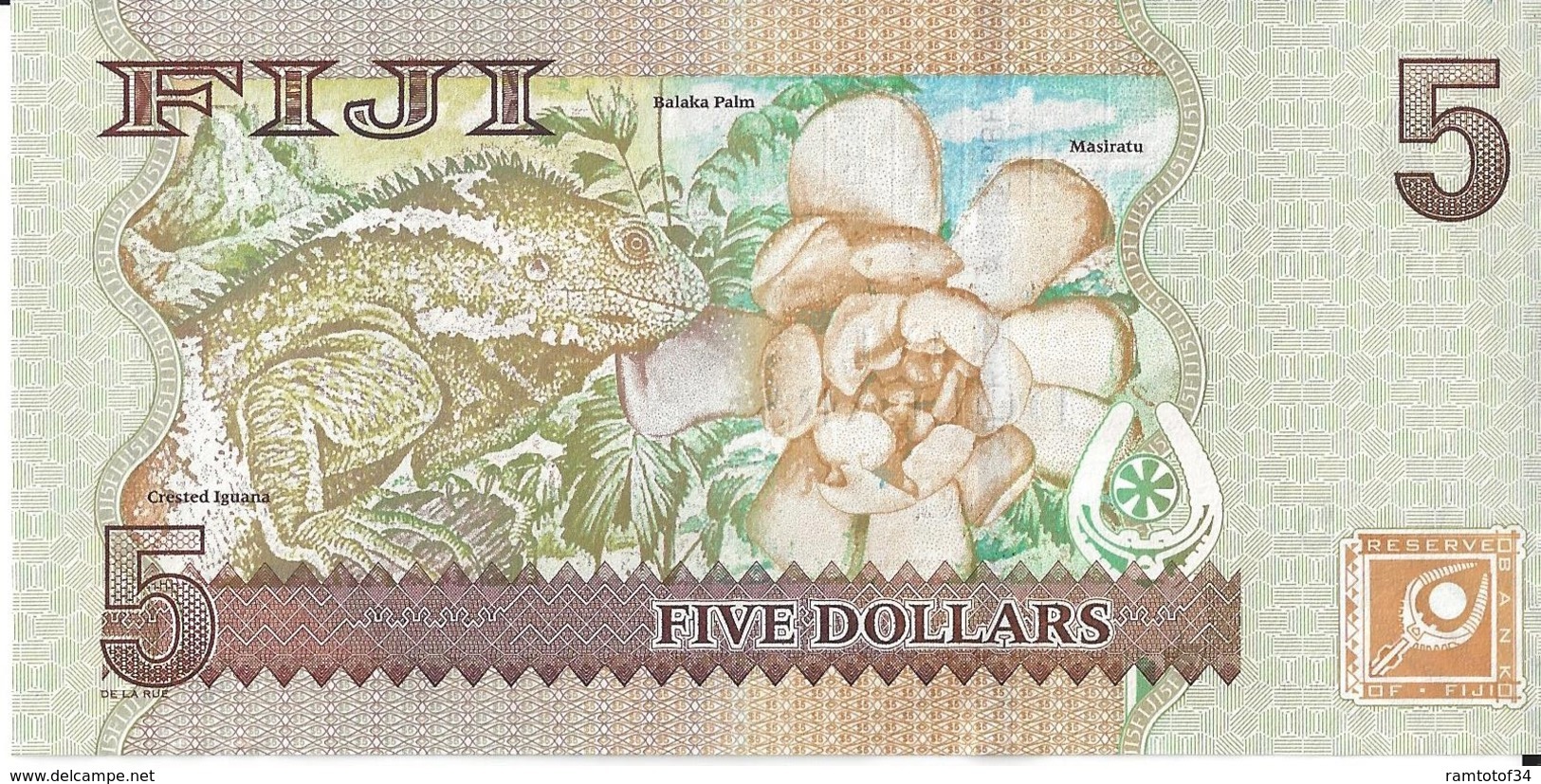 ILE FIDJI - 5 Dollars 2012 - UNC - Fidji