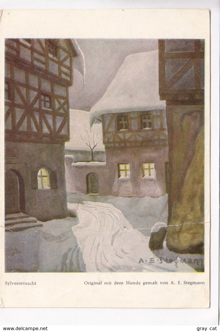 Sylvesternacht, Mit Dem Munde Gemalt Von A. E. Stegmann, Unused Card [22293] - Paintings