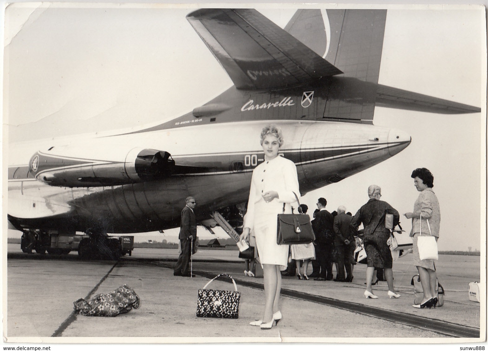 Photo Charlier Grand Format (17.5 X 12.5 Cm) Brussels Airport (1961, Caravelle)...prix Modifié...plis Découpes - Aerodromes