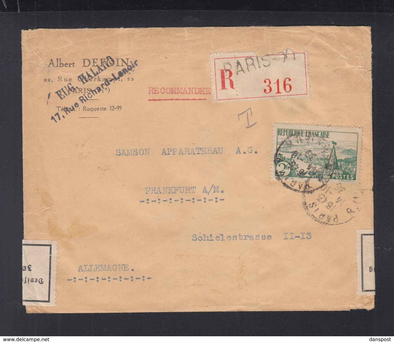 Frankreich France Brief 1936 Paris Nach Frankfurt Devisenüberwachung - 1921-1960: Periodo Moderno