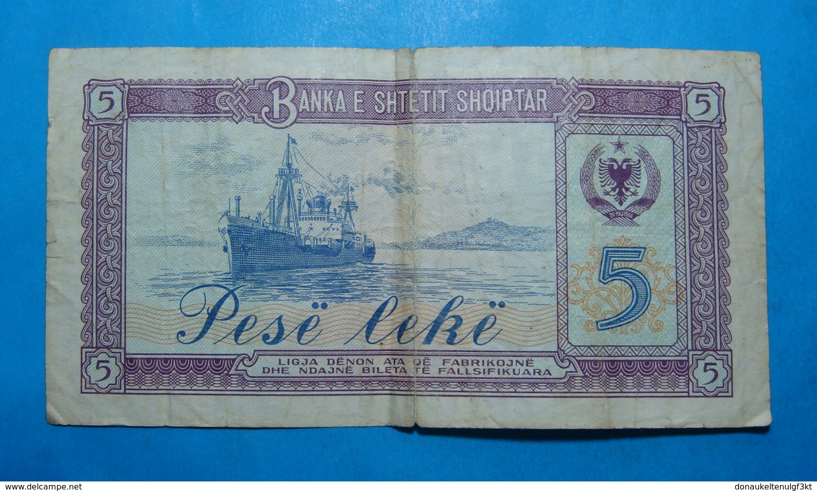 ALBANIA 5 LEKE 1976 Serial # QZ 986018 - Albanie