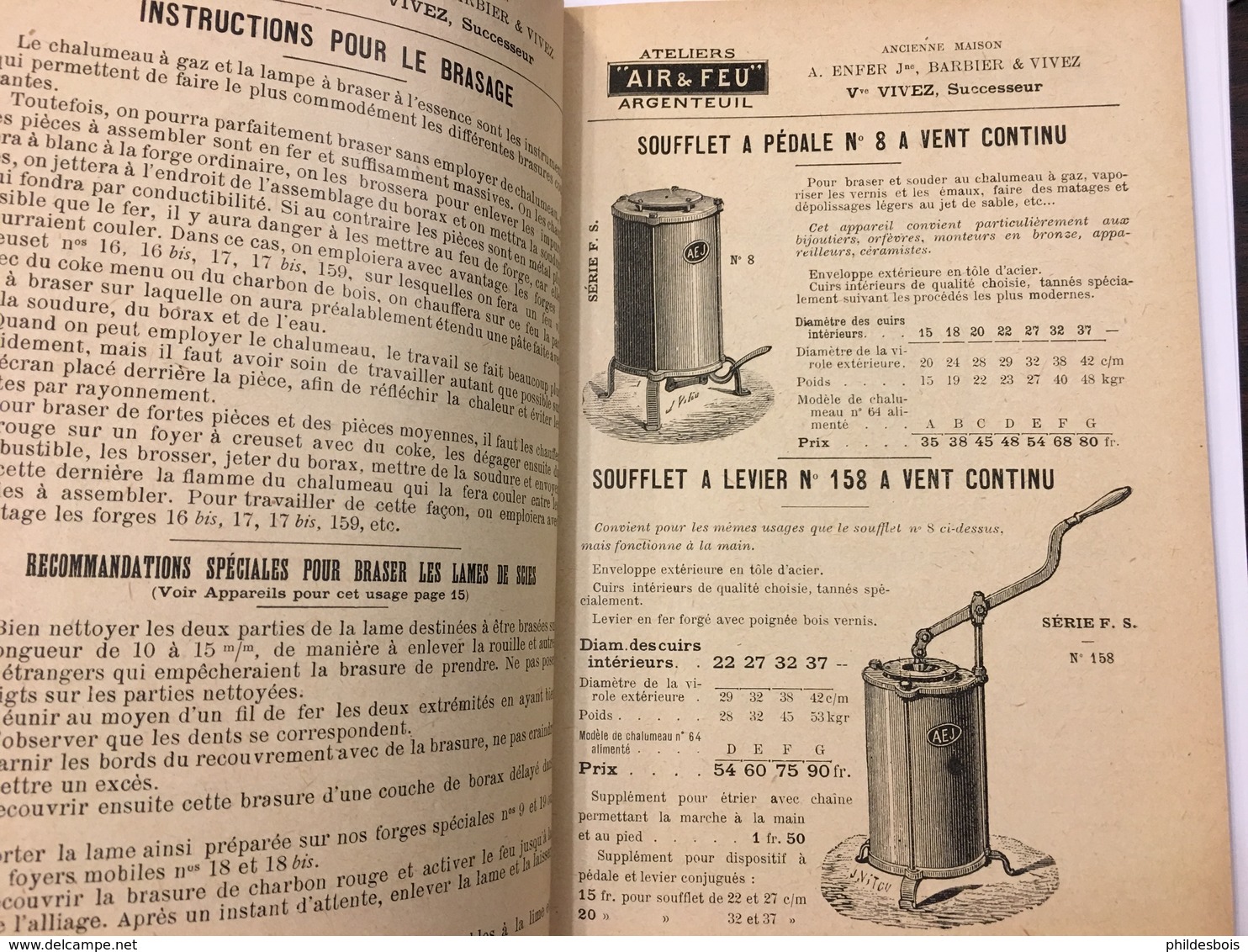 ARGENTEUIL   CATALOGUE Publicitaire 1913 AIR &FEU: FORGES , CHALUMEAU , Soudage , Sablage, Emaillage - Publicités