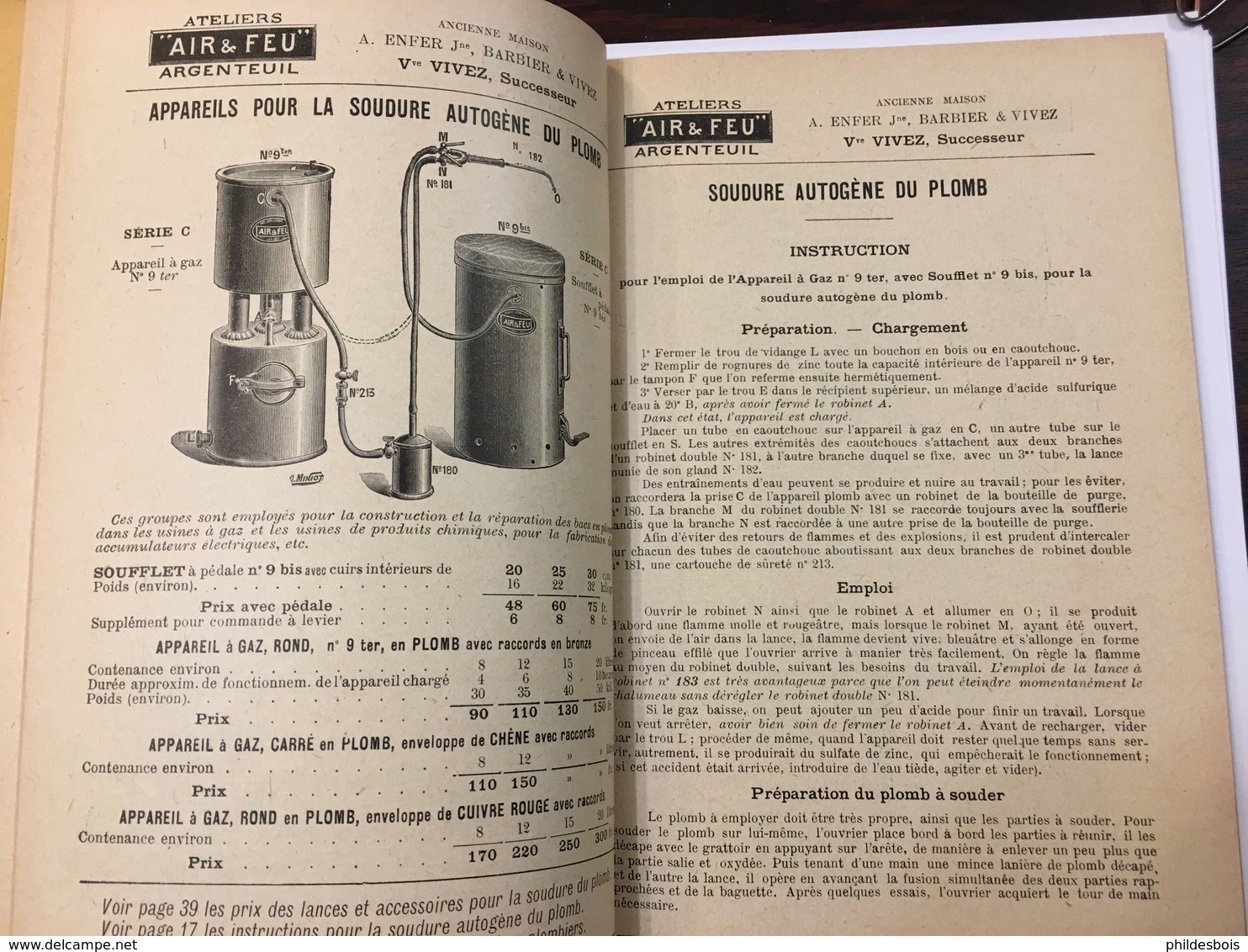 ARGENTEUIL   CATALOGUE Publicitaire 1913 AIR &FEU: FORGES , CHALUMEAU , Soudage , Sablage, Emaillage - Publicités