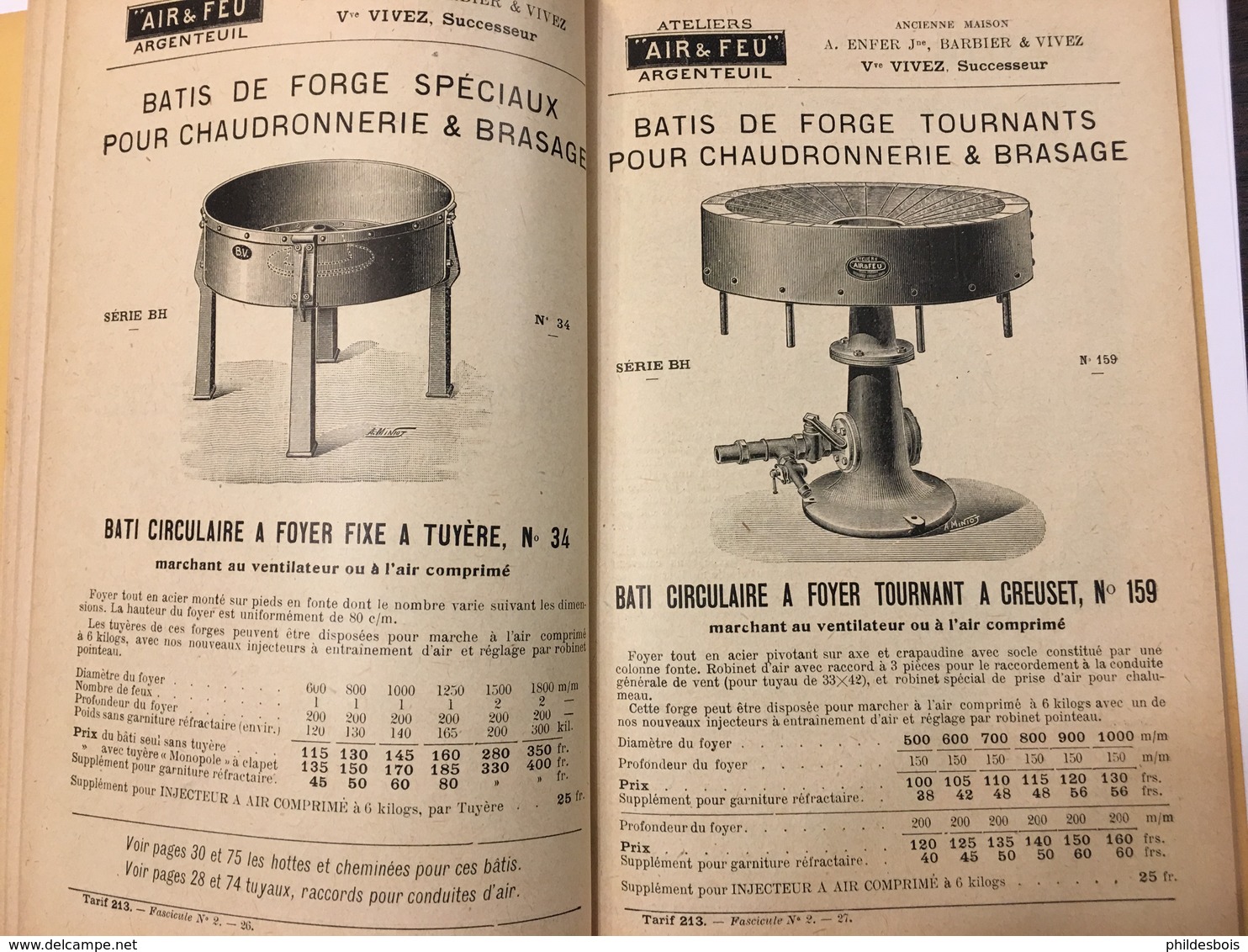 ARGENTEUIL   CATALOGUE Publicitaire 1913 AIR &FEU: FORGES , CHALUMEAU , Soudage , Sablage, Emaillage - Publicités