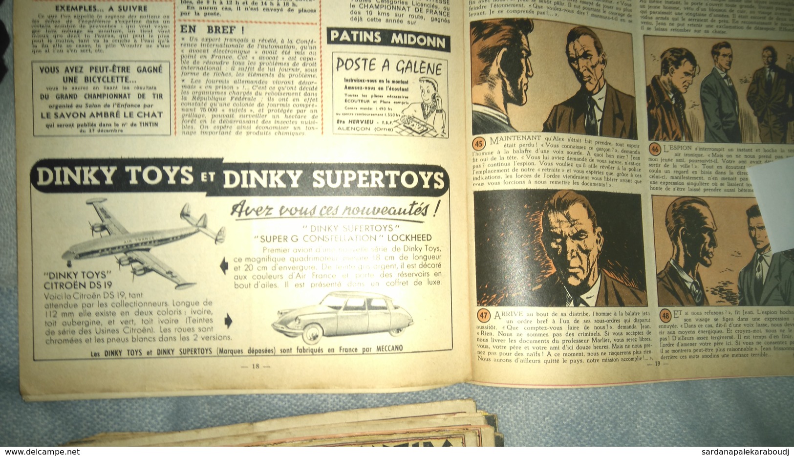 TINTIN N°423 Du 29 Novembre 1956 - Très Bon état. (rare Pub Pour Dinky Toys) - Tintin