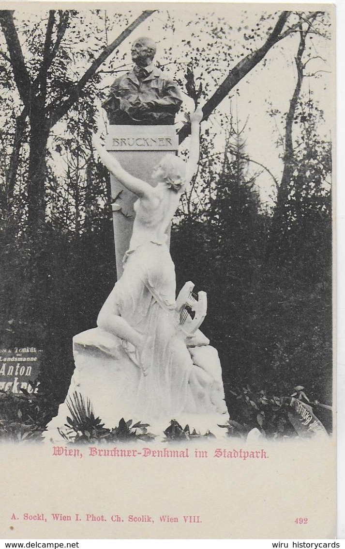 AK 0084  Wien - Bruckner-Denkmal Im Stadtpark / Verlag Sockl Ca. Um 1900 - Vienna Center