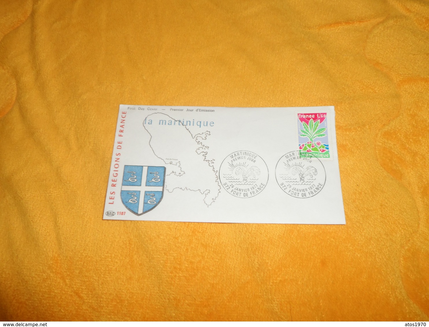 ENVELOPPE FDC DE 1977. / LES REGIONS DE FRANCE. LA MARTINIQUE. / CACHETS MARTINIQUE FORT DE FRANCE. + TIMBRE - 1970-1979