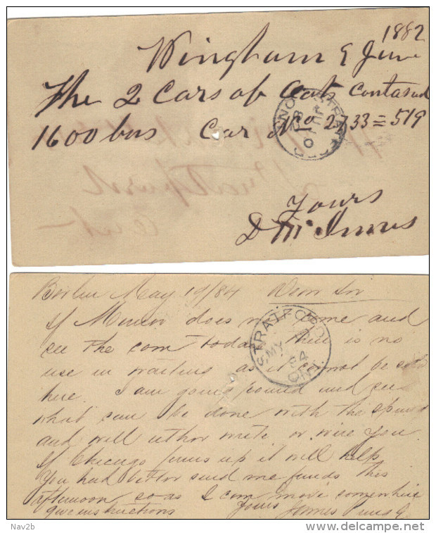 2 Entiers Cartes Postales De Couleur Différentes . 1884 Et 1885 . - 1860-1899 Regering Van Victoria