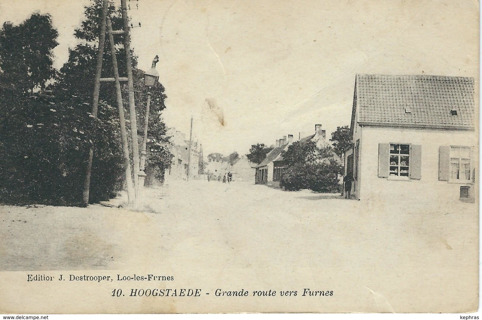 10. HOOGSTAEDE : Grande Route Vers Furnes - Cachet De La Poste 1920 - Alveringem