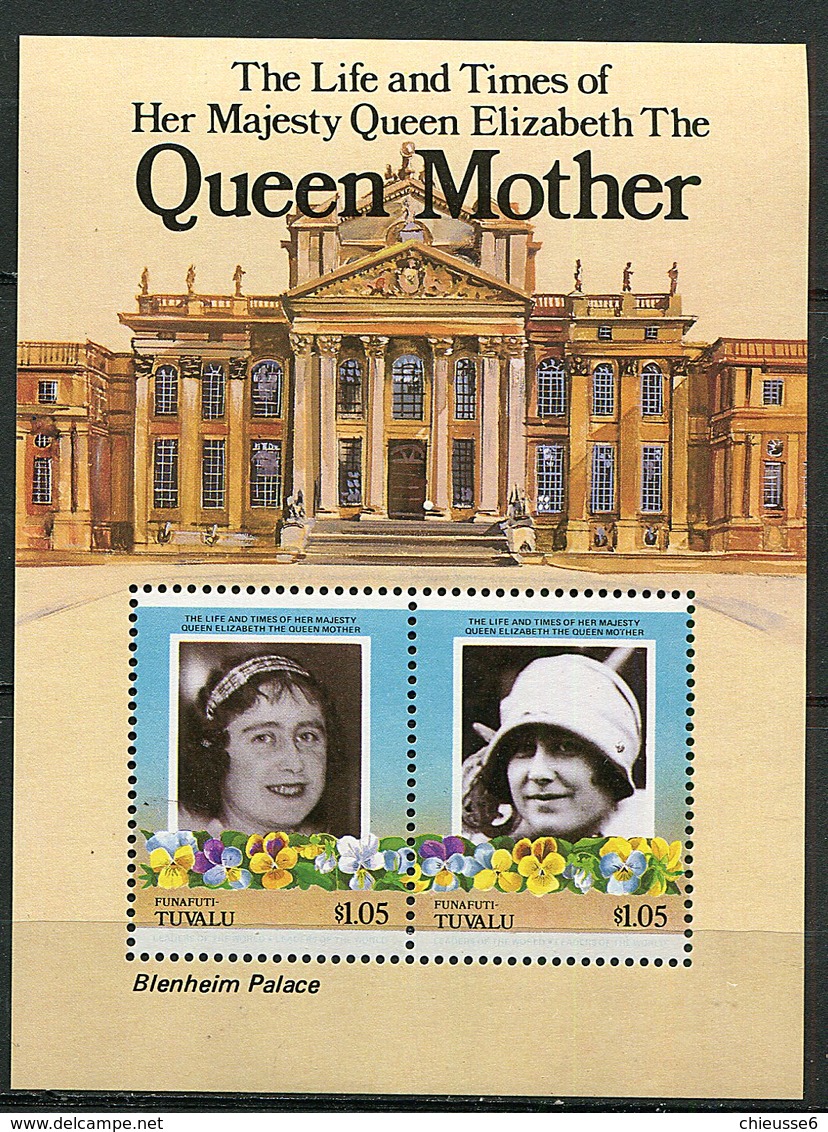 Tuvalu-Funafuti ** Bloc - 85 Ans De La Reine-mère Elizabeth - Tuvalu