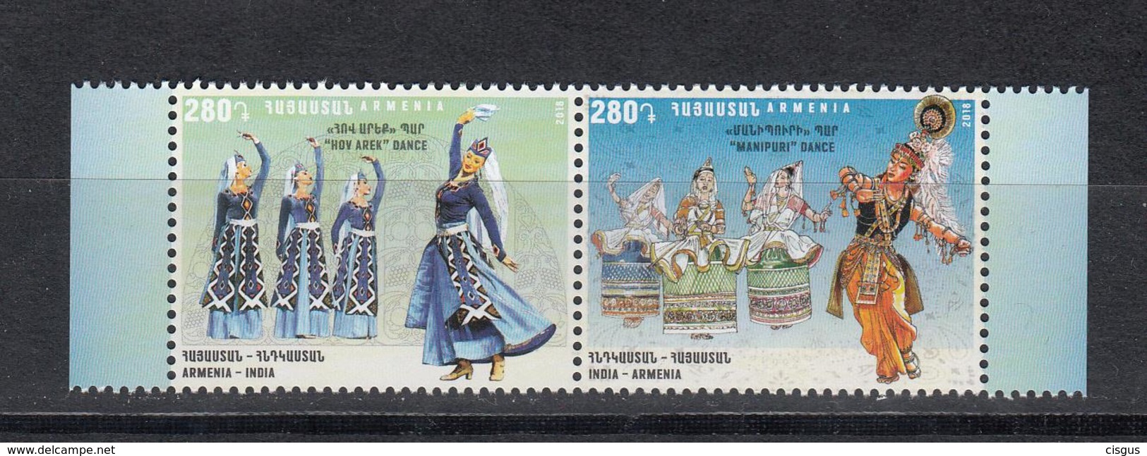 Armenia Armenien MNH** 2018 Armenia-India Joint Issue. National Dances  Mi 1070-71 M - Gemeinschaftsausgaben