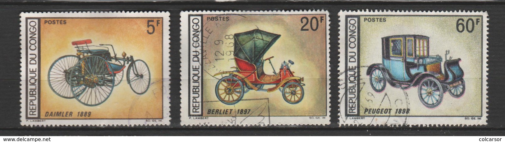 CONGO ; N° 220-221-222- " AUTOMOBILES ANCIENNES" - Oblitérés