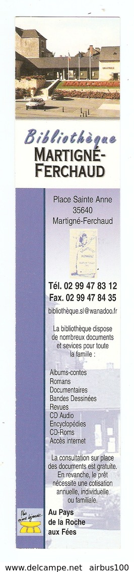 MARQUE PAGE - BIBLIOTHEQUE MARTIGNÉ FERCHAUD ILLE ET VILAINE - AU PAYS DE LA ROCHE AUX FÉES - Marque-Pages