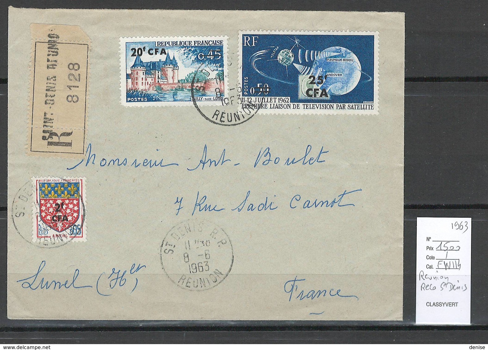 Reunion - Lettre Recommandée De Saint Denis - 1963 - Covers & Documents