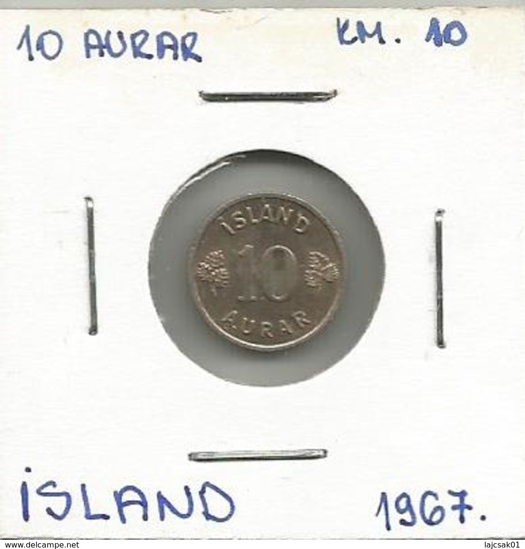 D9 Iceland 10 Aurar 1967. KM#10 - Islandia