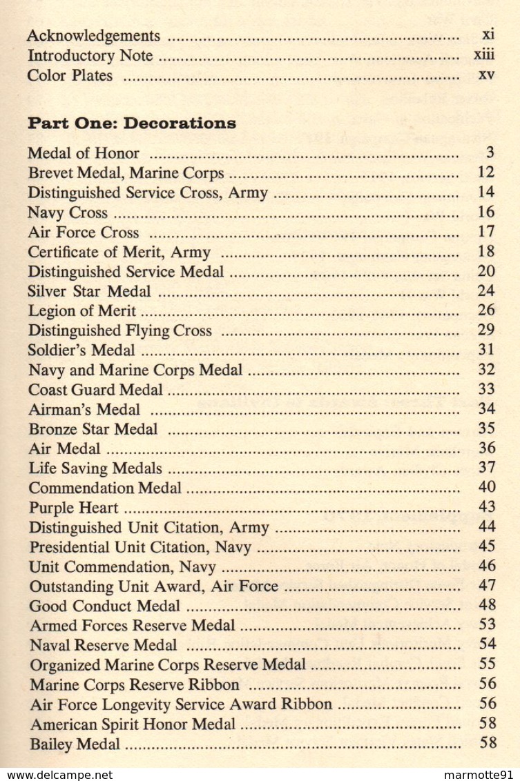 AMERICAN WAR MEDALS AND DECORATIONS 1782 1970 GUIDE COLLECTION MEDAILLE USA ARMY NAVY AIR - Estados Unidos