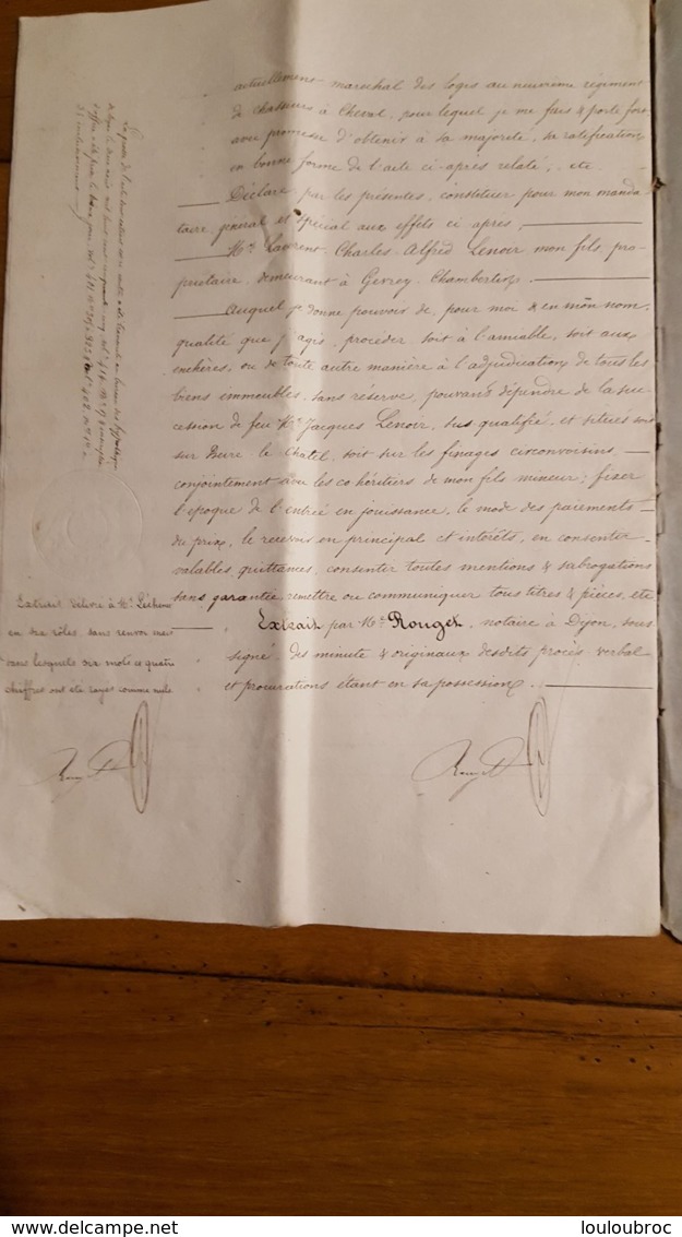 ACTE DE MARS 1855 ADJUDICATION DE TERRE  A BEIRE LE CHATEEL - Documents Historiques