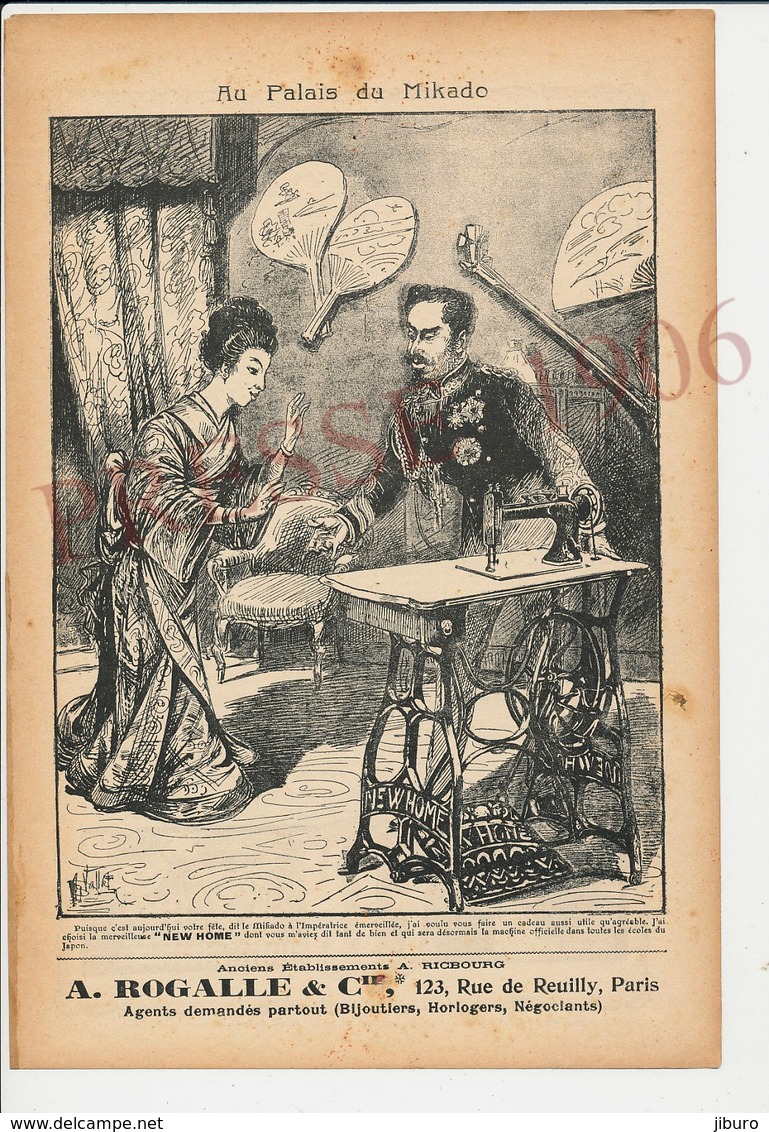 Presse 1906 Publicité Machine à Coudre New Home Au Palais Du Mikado Empereur Et Impératrice Du Japon Mutsuhito ? 223CH10 - Ohne Zuordnung