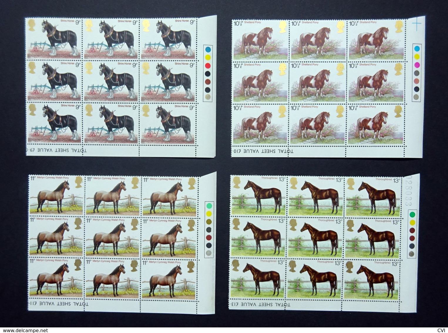 GB QEII 1978 Horses SG1063-1066 Traffic Light Marginal Blocks, MNH (Ref:A3e) - Feuilles, Planches  Et Multiples