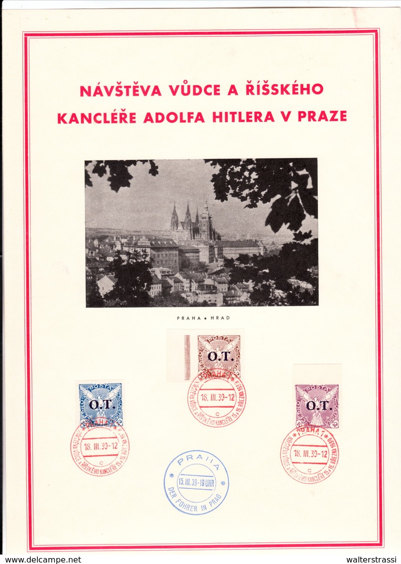 Propaganda Blatt, " DER FÜHRER IN PRAG " , Sonderstempel - Weltkrieg 1939-45