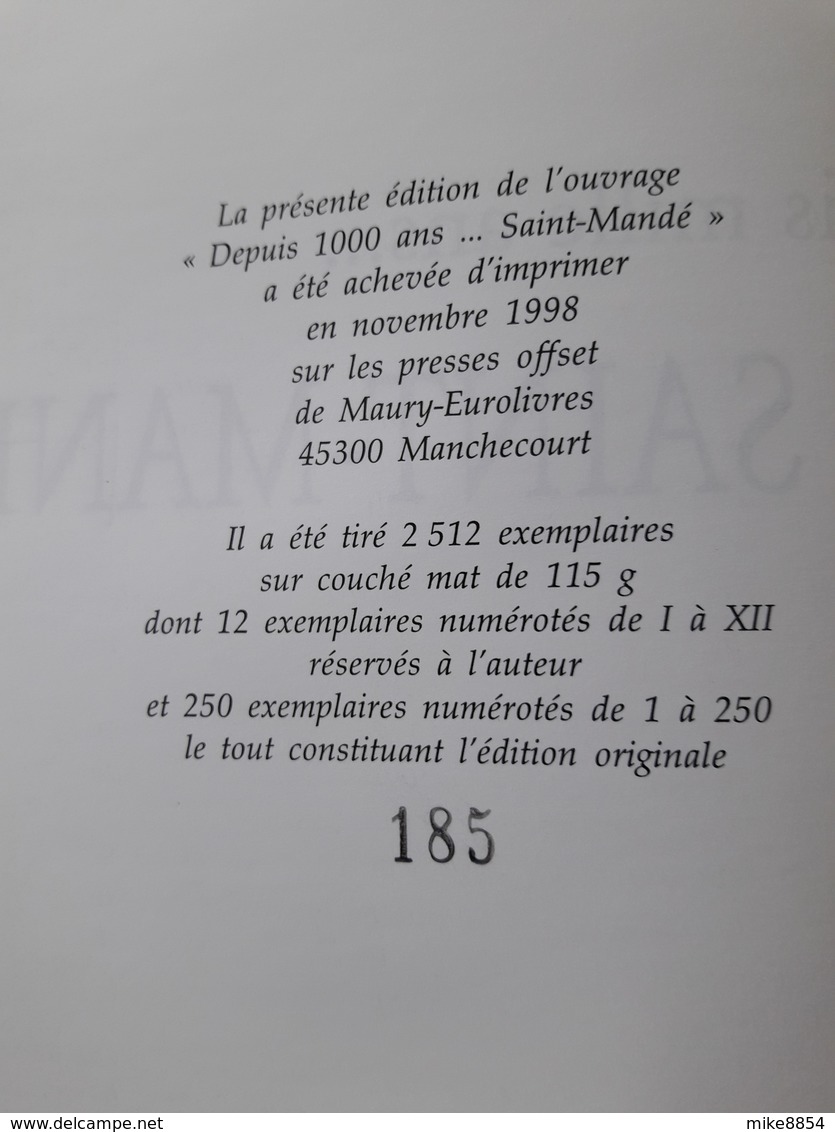 IF320  "depuis Mille Ans  ...  SAINT-MANDE"  -  Géographie  Origine  Prieuré  Seigneurerie  Nicolas Foucquet Révolution - Ile-de-France