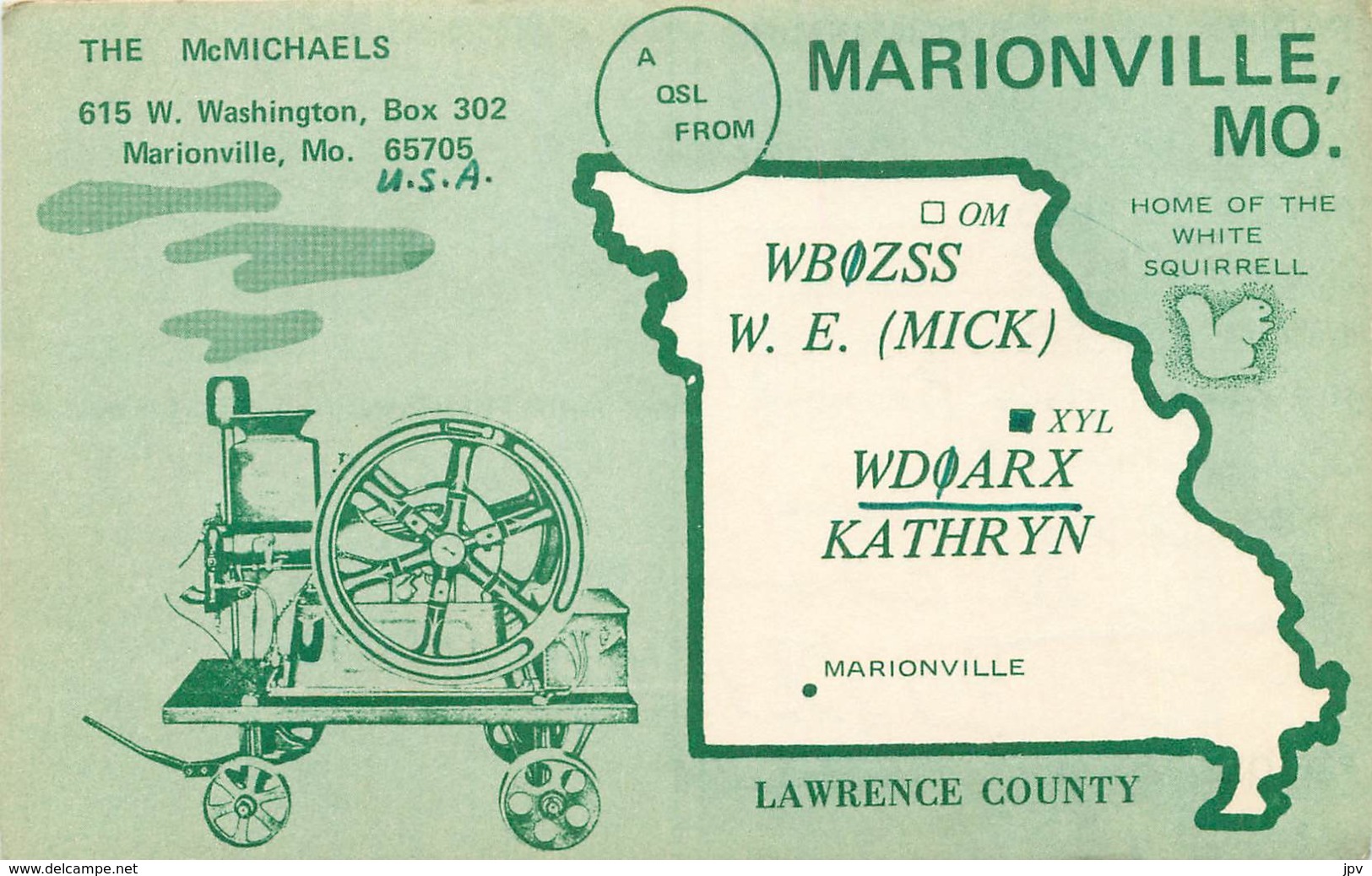 QSL - MARIONVILLE, MISSOURI - USA - 1978 - Radio Amateur