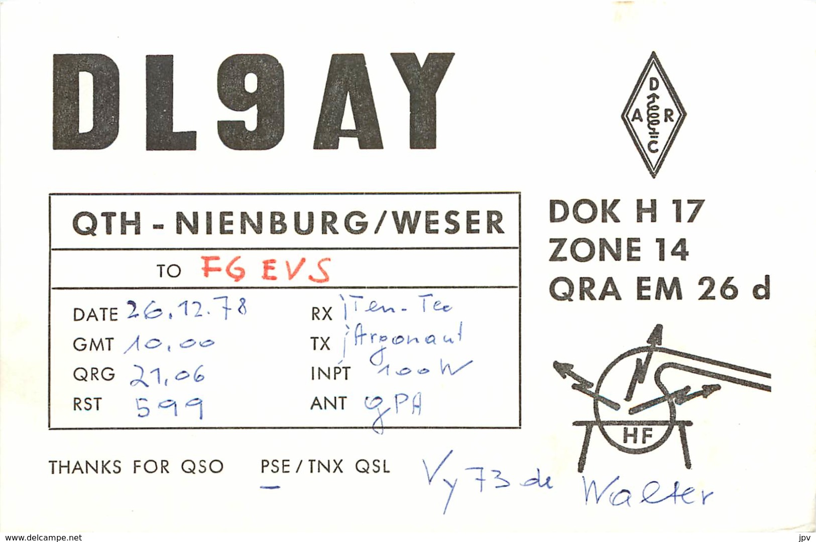 QSL - NIENBURG/WESER - GERMANY - 1978 - Radio Amateur