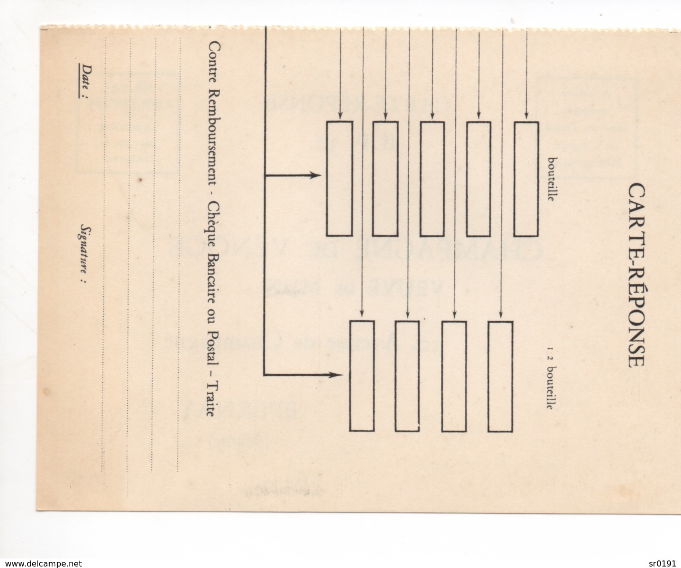 CARTE REPONSE  CHAMPAGNE DE VENOGE - Cupón-respuesta