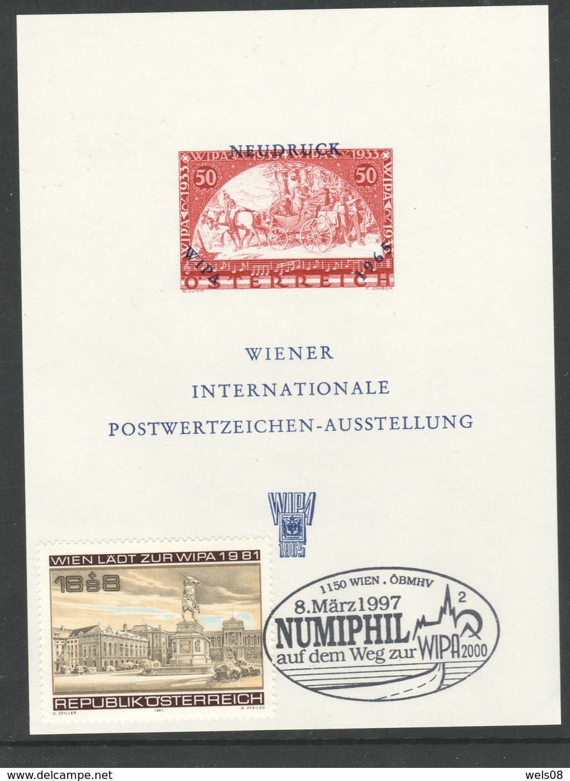 Österreich 1997: GS/ Block WIPA 1965 Pfr. Kombi Mit WIPA 1981 - Numiphil 1997 SStp. - Ungebraucht