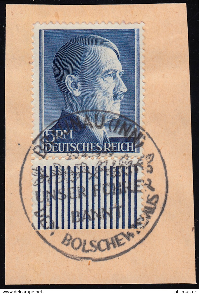 802 A Hitler 5 Mark Mit Unterrand Briefstück SSt BRAUNAU Unser F... 20.4.43 - Sonstige & Ohne Zuordnung