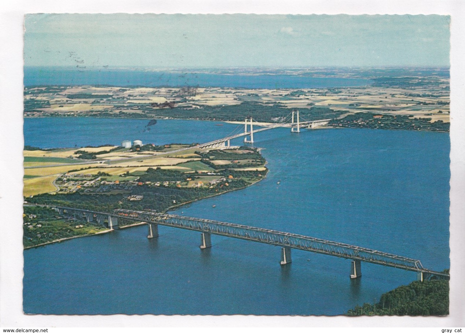 Aerial View Of The Old And New Bridge Across Lillebaelt, Denmark, 1972 Used Postcard [22308] - Denmark