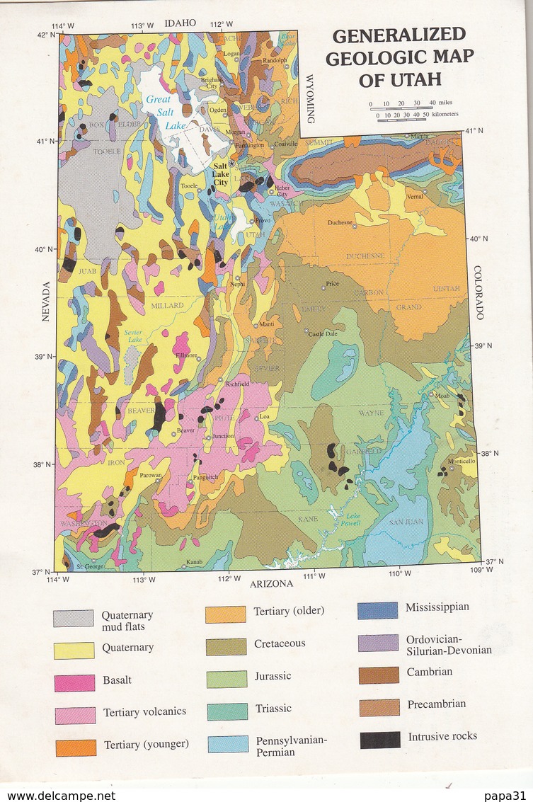 GENERALIZED GEOLOGIC MAP OF UTAH - Cartes Géographiques