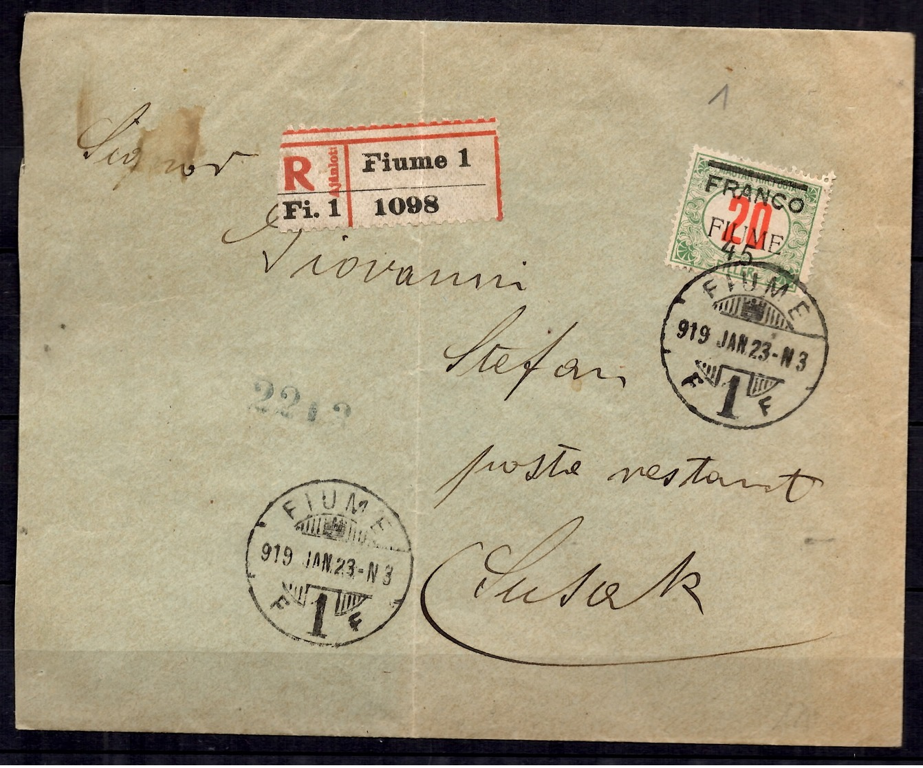 Fiume YT N° 30 Oblitéré Sur Belle Lettre Entière Recommandée. Rare! B/TB. A Saisir! - Fiume